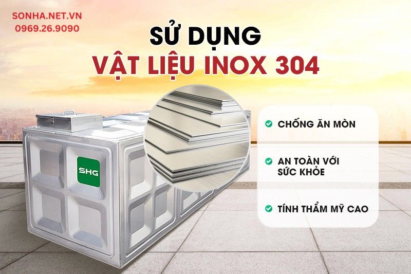 Sử dụng vật liệu inox 304 chống ăn mòn