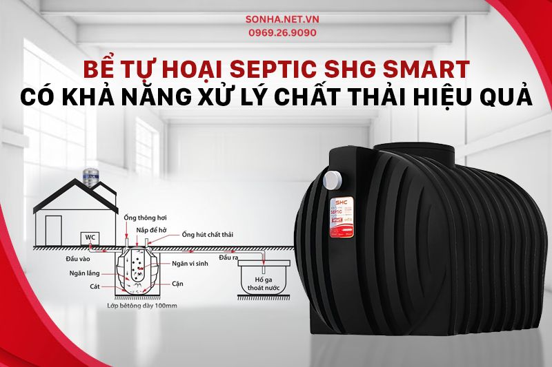 Bể tự hoại septic SHG SMART sở hữu c&ocirc;ng nghệ xử l&yacute; chất thải hiệu quả