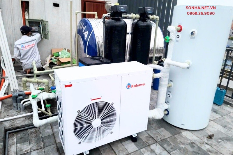 Lắp đặt máy bơm nhiệt nước nóng trung tâm Kahawa