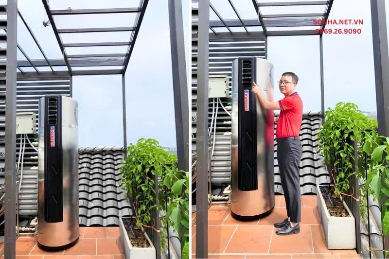 Lắp đặt li&ecirc;n tục m&aacute;y bơm nhiệt nước n&oacute;ng trung t&acirc;m Kahawa