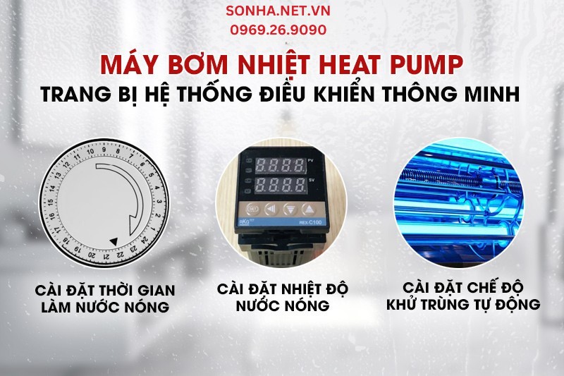 Máy bơm nhiệt nước nóng được trang bị nhiều tính năng thông minh