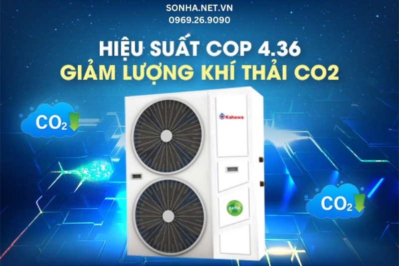 Hiệu suất hoạt động COP 4.36 - Giảm lượng kh&iacute; thải CO2