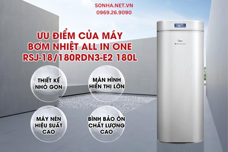 Ưu điểm nổi bật của m&aacute;y bơm nhiệt All In One Midea RSJ-18/180RDN3-E2