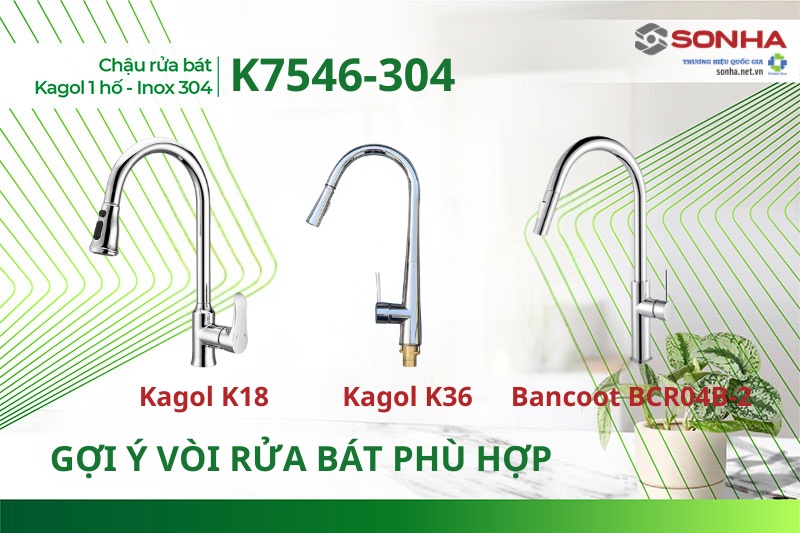 Một số mẫu v&ograve;i rửa b&aacute;t ph&ugrave; hợp sử dụng với chậu Kagol K7546-304