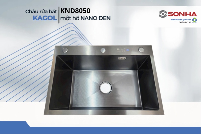 T&igrave;m hiểu si&ecirc;u phẩm chậu rửa b&aacute;t Kagol KND8050 một hố Nano đen