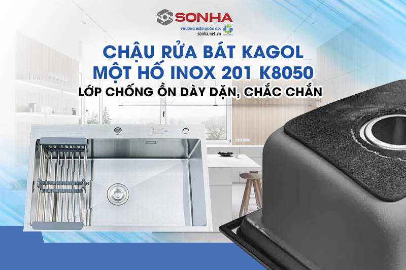 Chậu rửa KAGOL K8050 chống ồn hiệu quả