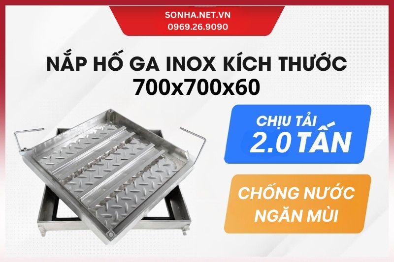 Nắp hố ga inox 304 700x700x60, chịu tải 2 tấn - giảm gi&aacute; 20%