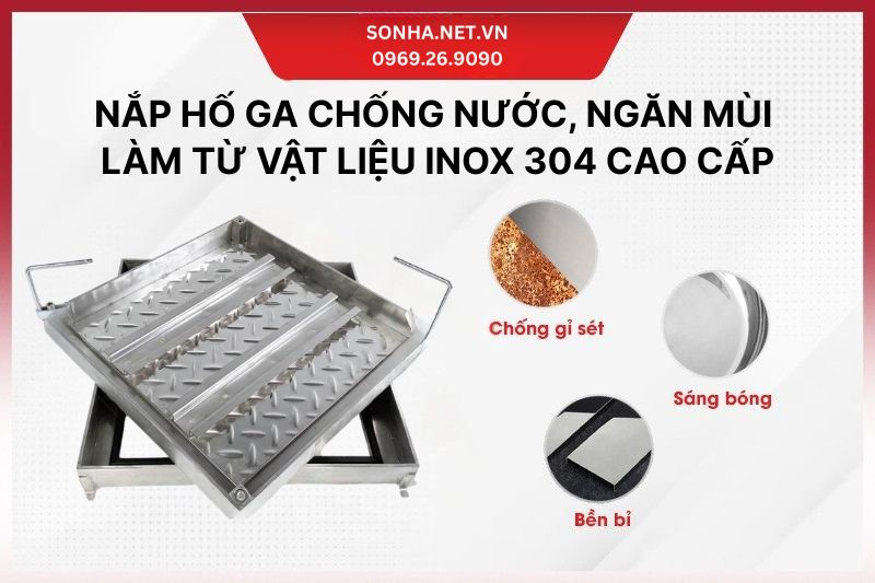 Ưu điểm nổi bật của nắp hố ga inox 304 700x700x60, chịu tải 2 tấn