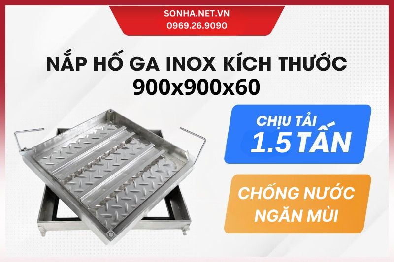 Nắp hố ga inox 304 900x900x60, chịu tải 1.5 tấn - gi&aacute; rẻ