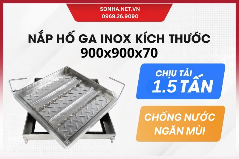 Nắp hố ga inox 304 900x900x70, chịu tải 1.5 tấn - gi&aacute; rẻ