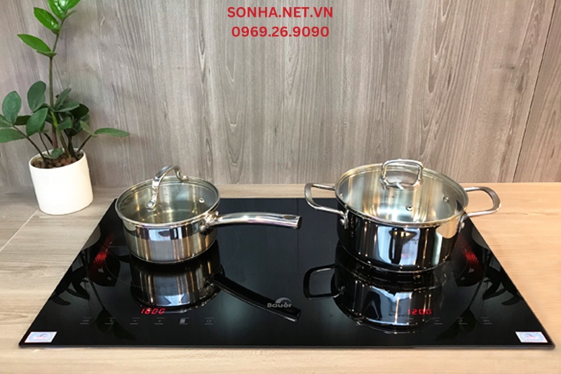 Hình ảnh thực tế của bếp từ 2 vùng nấu Bauer BE 32SS nhập khẩu Malaysia