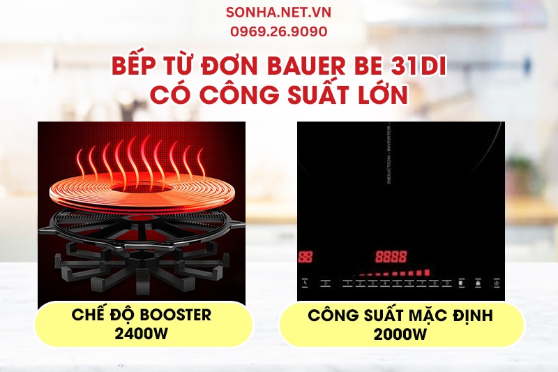 Bếp Từ Đơn Bauer BE 31DI c&oacute; mức c&ocirc;ng suất gia nhiệt lớn