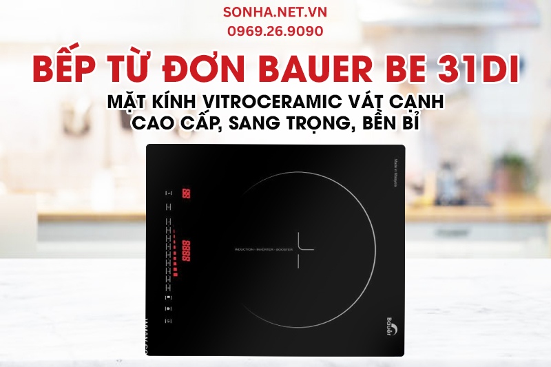 Bếp Từ Đơn Bauer BE 31DI sử dụng mặt k&iacute;nh Vitroceramic chất lượng cao