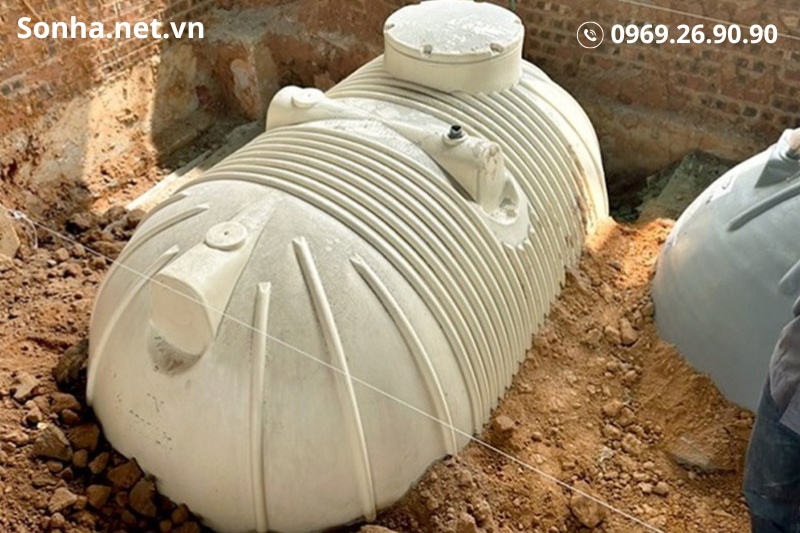 H&igrave;nh ảnh lắp đặt thực tế sản phẩm bể nước ngầm ngang SATA 2600l 