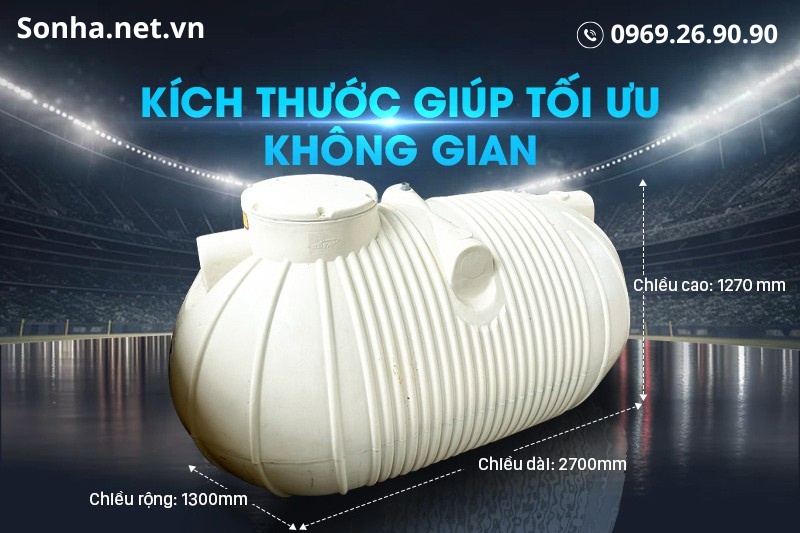 K&iacute;ch thước bể nước ngầm ngang SATA 3000L gi&uacute;p tối ưu kh&ocirc;ng gian