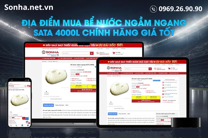Địa điểm mua bể nước ngầm ngang SATA 4000L uy tín, giá tốt