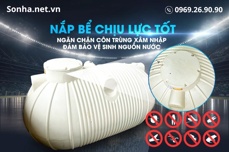 Thiết kế nắp bể nước ngầm ngang SATA 4000L kín đáo, chịu lực tốt