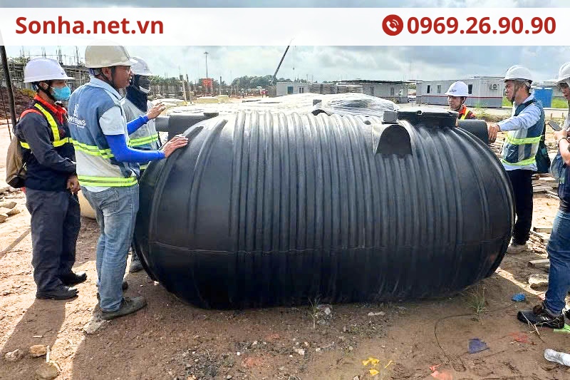Hình ảnh thực tế của bồn tự hoại septic ngang Sata tại công trình