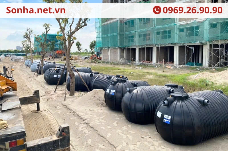 Hình ảnh thực tế của bồn tự hoại septic ngang Sata tại công trình