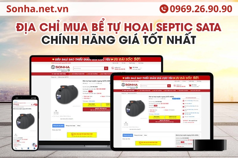 Địa chỉ mua bể phốt nhựa ngang SATA 4000L ch&iacute;nh h&atilde;ng gi&aacute; tốt