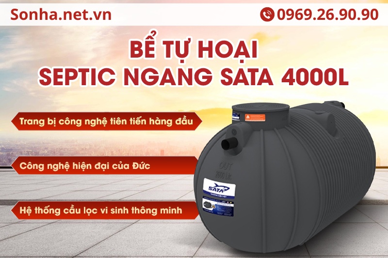 Bể phốt nhựa ngang SATA 4000L được trang bị c&ocirc;ng nghệ ti&ecirc;n tiến