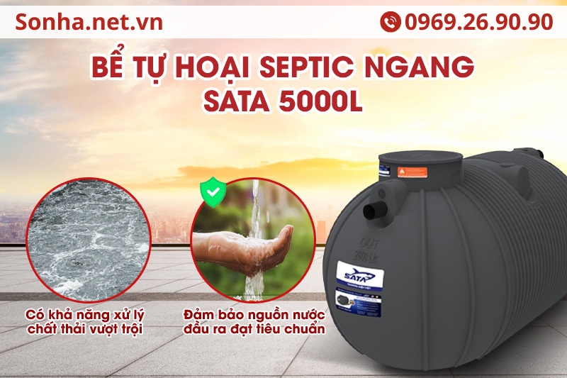 Bể tự hoại ngang SATA 5000L có khả năng xử lý chất thải vượt trội