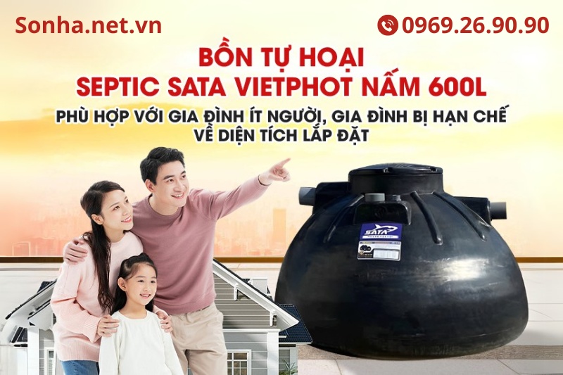 Bồn tự hoại Sata VietPhot nấm 600L ph&ugrave; hợp với 8Kbet888 cá cược thể thao &iacute;t người
