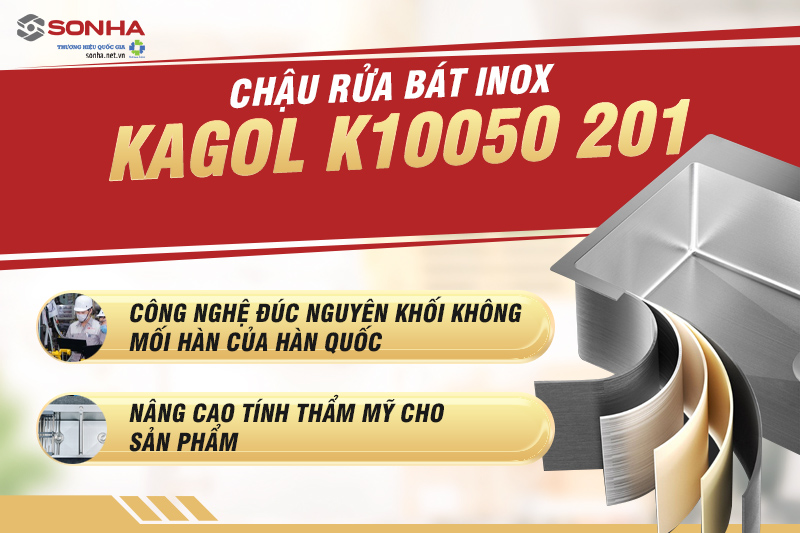 Chậu rửa b&aacute;t inox Kagol K10050 201 ứng dụng c&ocirc;ng nghệ hiện đại