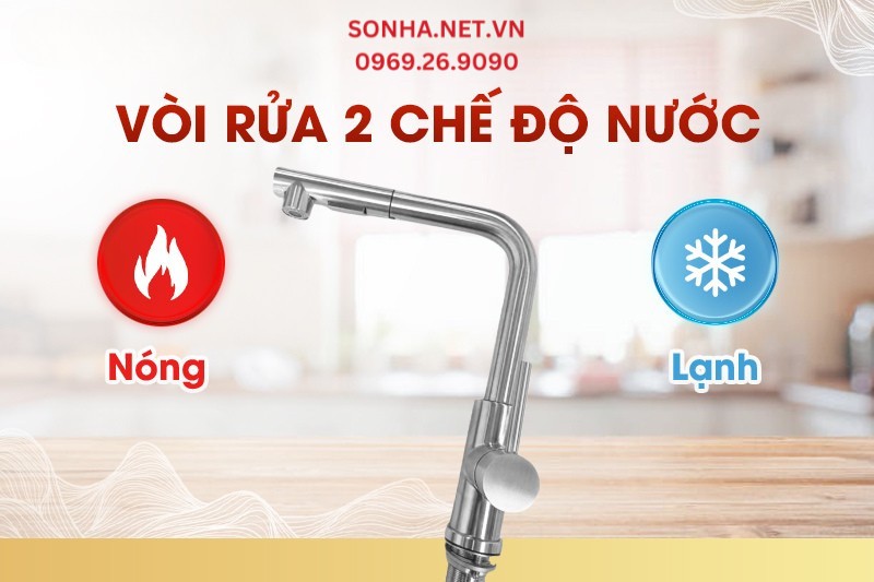 V&ograve;i rửa b&aacute;t Kagol K67 inox d&acirc;y r&uacute;t c&oacute; 2 chế độ n&oacute;ng lạnh linh hoạt