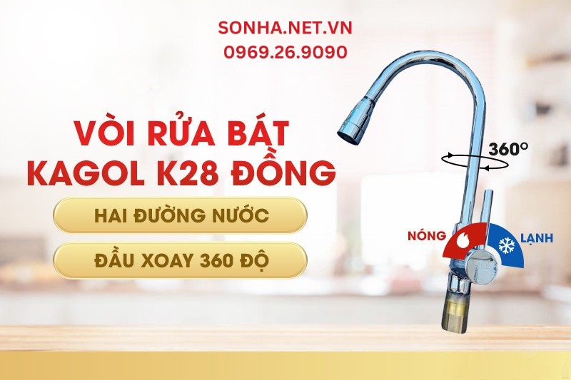 V&ograve;i rửa b&aacute;t Kagol K28 đồng mạ hai đường nước c&oacute; đầu v&ograve;i xoay 360 độ giảm gi&aacute; khủng 