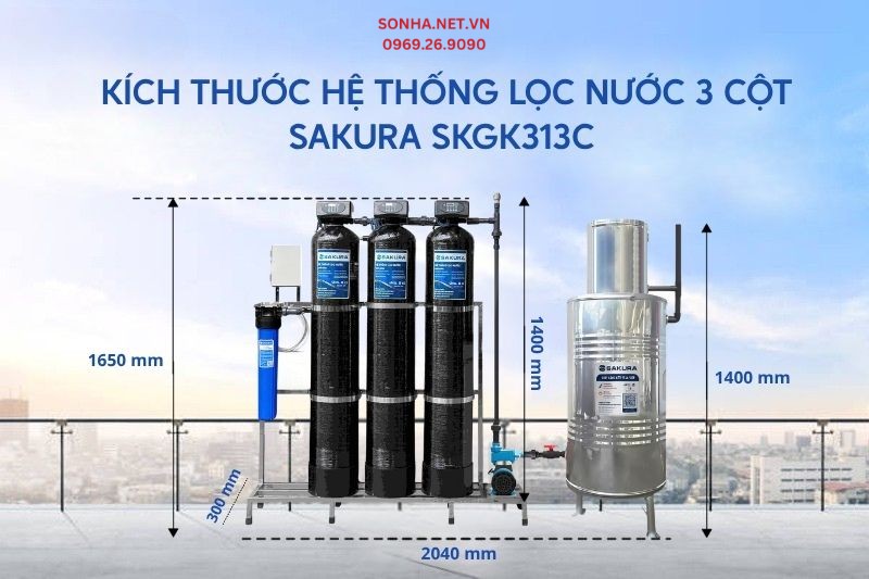 K&iacute;ch thước hệ thống lọc nước 8Kbet123 hỗ trợ 24/7 Sakura SKGK313C