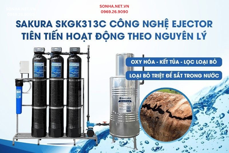 Cột lọc trao đổi oxy kết tủa sắt c&ocirc;ng nghệ trộn kh&iacute; Ejector hiện đại