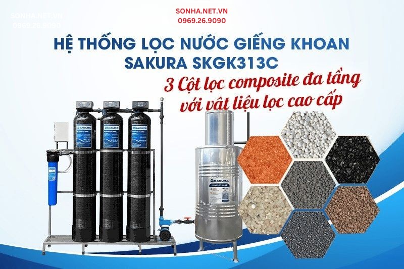 3 Cột Composite bền bỉ kết hợp c&ugrave;ng vật liệu lọc cao cấp