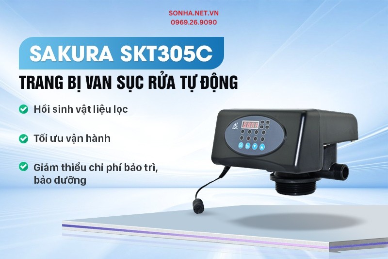Lọc tổng Sakura SKT305C c&ocirc;ng suất 5m3/h được trang bị van sục rửa tự động
