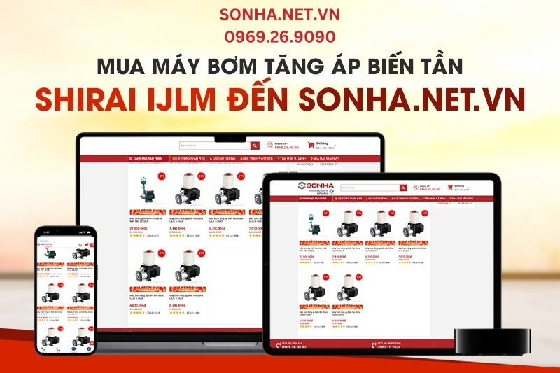 Mua m&aacute;y bơm tăng &aacute;p biến tần Shirai IJLm đến 8kbet8kb.com 