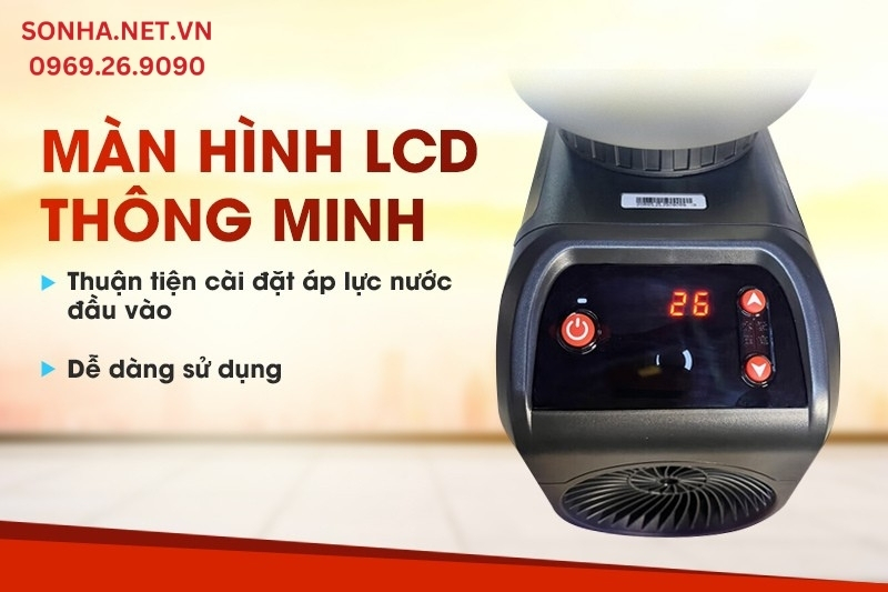 Dễ d&agrave;ng điều chỉnh &aacute;p lực qua m&agrave;n h&igrave;nh LCD th&ocirc;ng minh