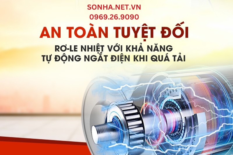 Rơ-le nhiệt t&iacute;ch hợp với khả năng tự động ngắt điện khi c&oacute; dấu hiệu qu&aacute; tải