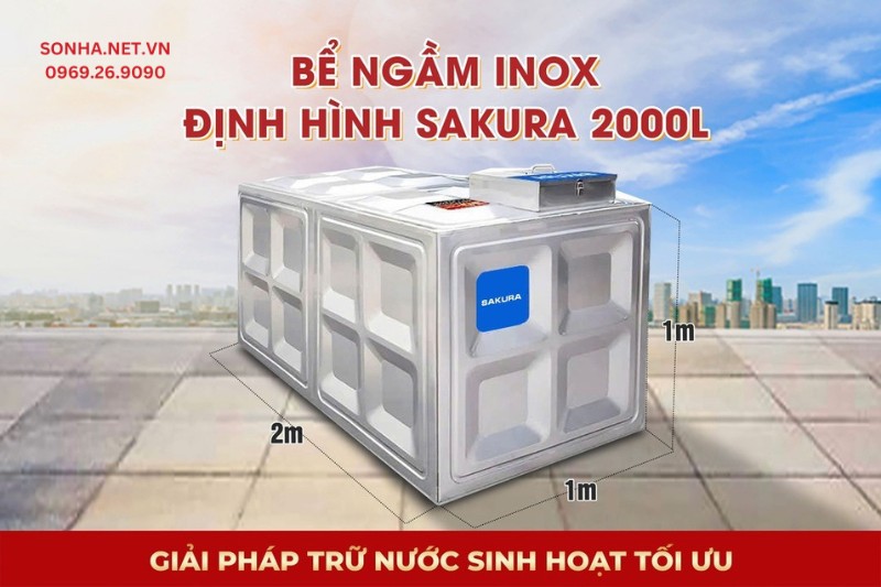 Siêu phẩm bể nước ngầm inox định hình Sakura SK.BID2000L
