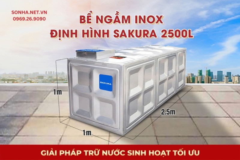 Siêu phẩm bể nước ngầm inox định hình Sakura SK.BID2500L