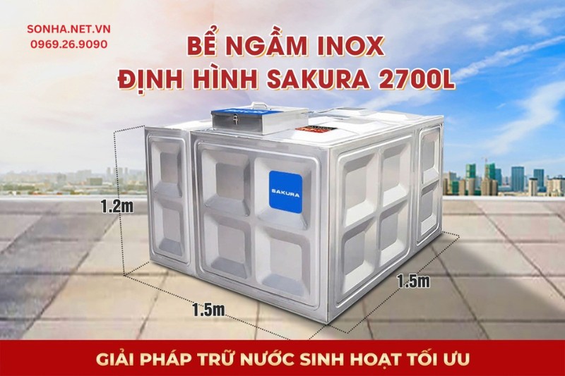 Si&ecirc;u phẩm bể nước ngầm inox định h&igrave;nh Sakura SK.BID2700L