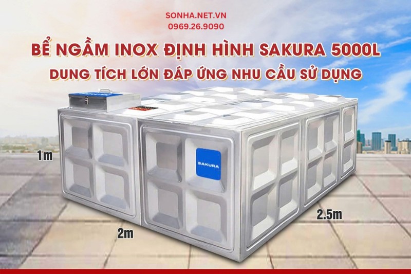 Bồn inox ngầm định h&igrave;nh Sakura 5000L đ&aacute;p ứng tốt nhu cầu sử dụng