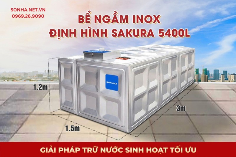 Siêu phẩm bể nước ngầm inox định hình Sakura SK.BID5400L