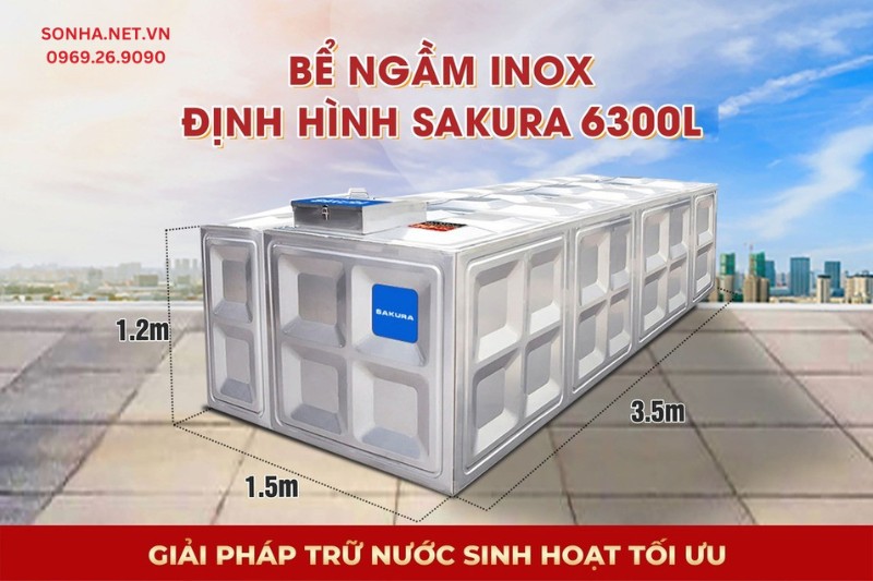 Bể ngầm inox định hình Sakura SK.BID6300L
