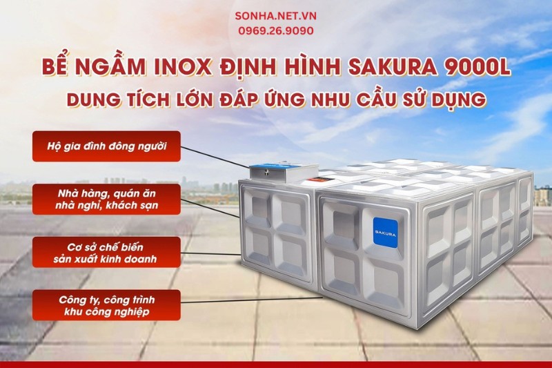 Bể ngầm inox Sakura SK.BID9000L đ&aacute;p ứng tốt nhu cầu sử dụng