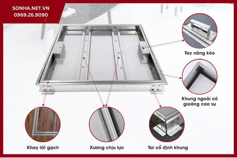 H&igrave;nh ảnh thực tế nắp bể nước ngầm inox tại c&aacute;c c&ocirc;ng tr&igrave;nh x&acirc;y dựng