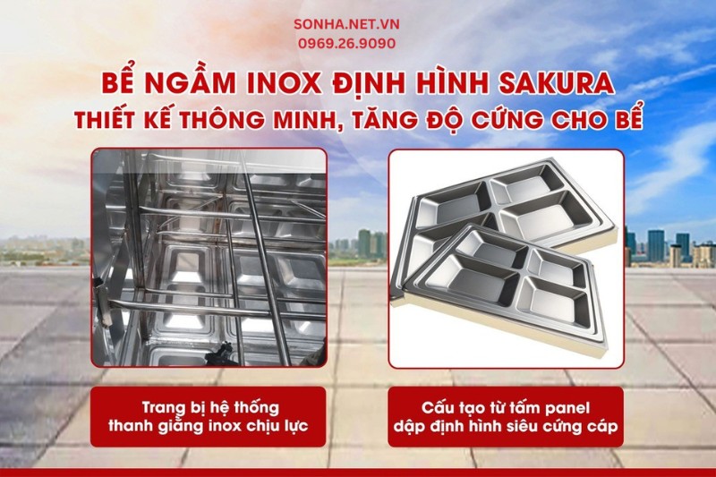 Bể inox ngầm định h&igrave;nh Sakura 12.000L c&oacute; khả năng chịu lực vượt trội