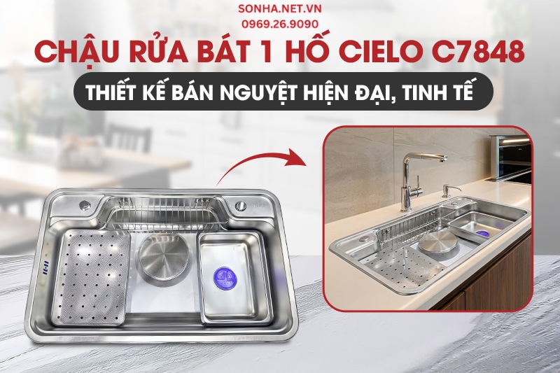 Chậu 1 hố C7848 sở hữu thiết kế b&aacute;n nguyệt hiện đại, tinh tế