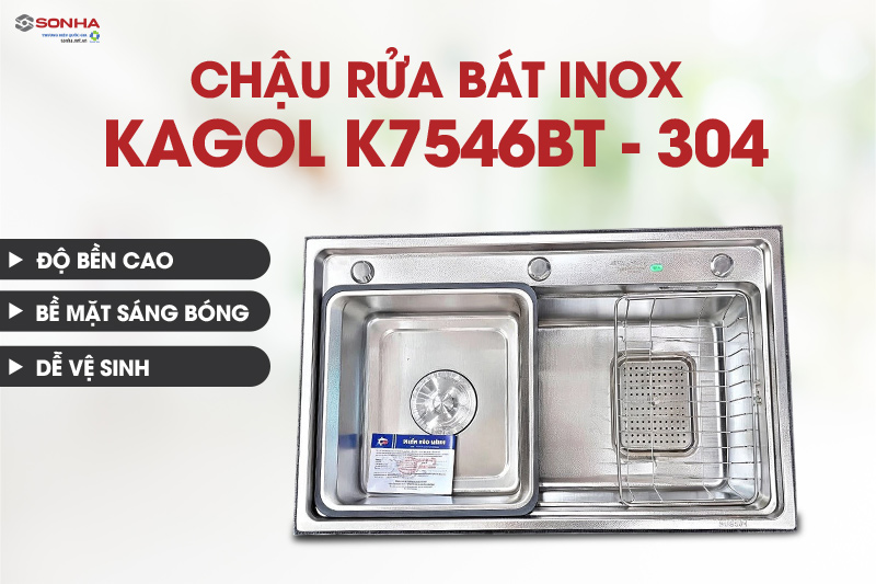 Chậu rửa b&aacute;t inox Kagol K7546BT-304 khả năng chịu lực tốt