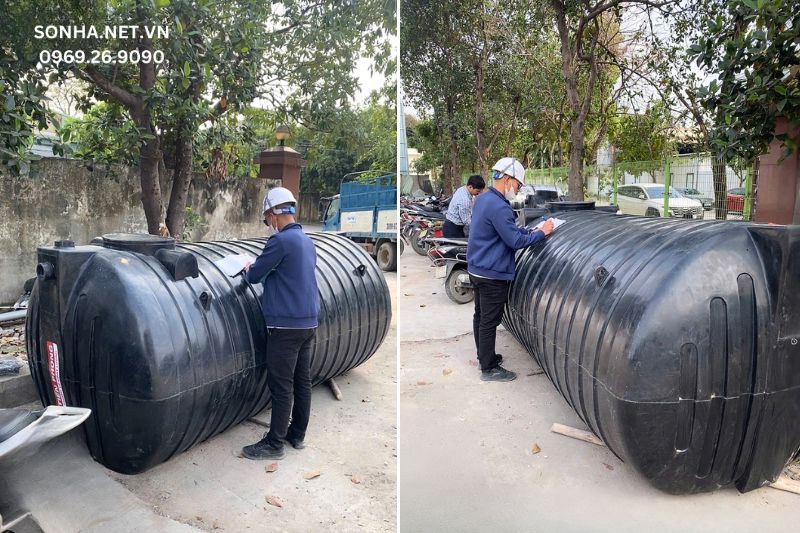 Hình ảnh thực tế bồn tự hoại Tiền Phong Septic ngang