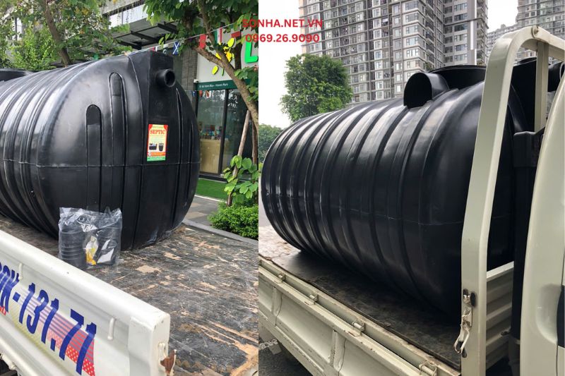 Hình ảnh thực tế bồn tự hoại Tiền Phong Septic ngang